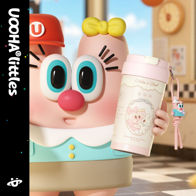 Helen character presenting a compact illustrated Uooha cup